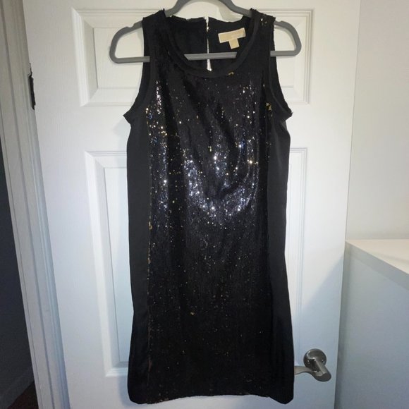MICHAEL KORS Black & Gold Sequin Mini Dress - Size 4 - $40 OBO - Picture 2 of 5